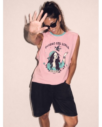 CAMI CHICA "QUIERO SER LIBRE" ROSA AIRE RETRO
