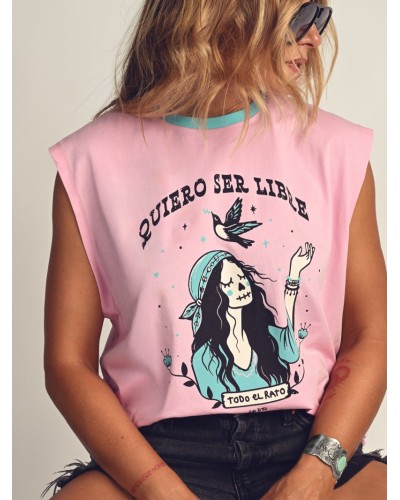 CAMI CHICA "QUIERO SER LIBRE" ROSA AIRE RETRO