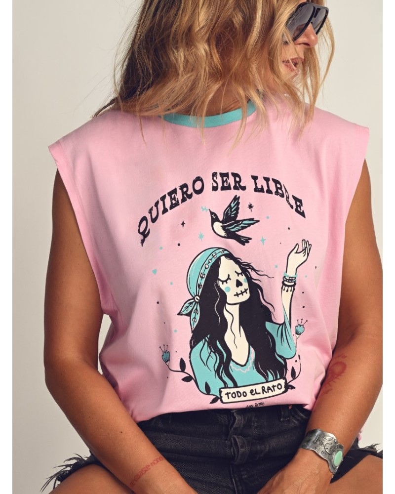 CAMI CHICA "QUIERO SER LIBRE" ROSA AIRE RETRO