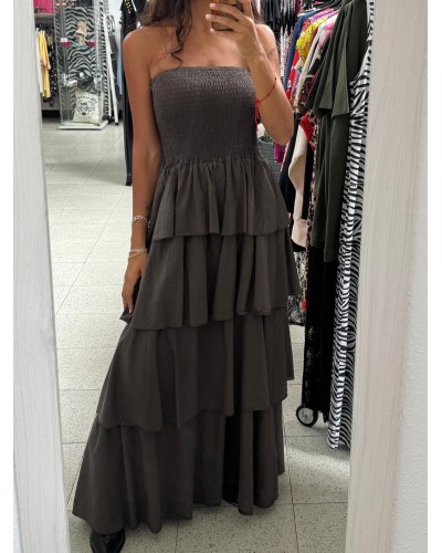 VESTIDO VOLANTES CHOCOLATE