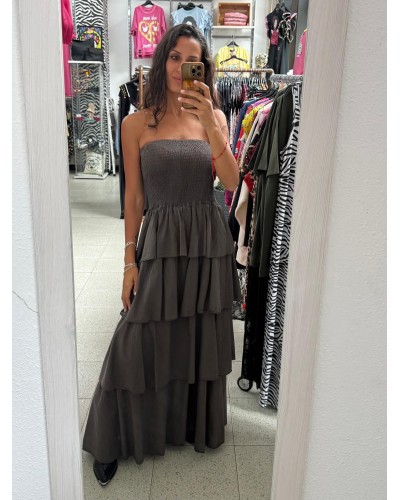 VESTIDO VOLANTES CHOCOLATE