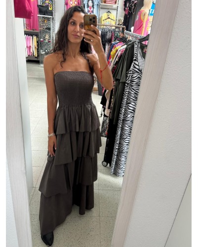 VESTIDO VOLANTES CHOCOLATE