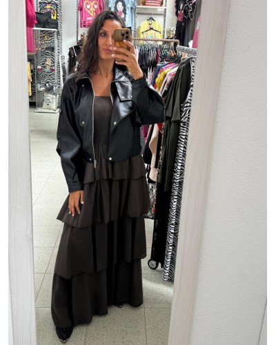 VESTIDO VOLANTES CHOCOLATE
