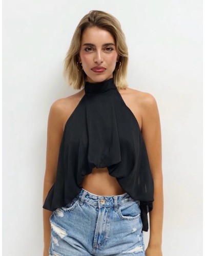 TOP CHIFFON NEGRO