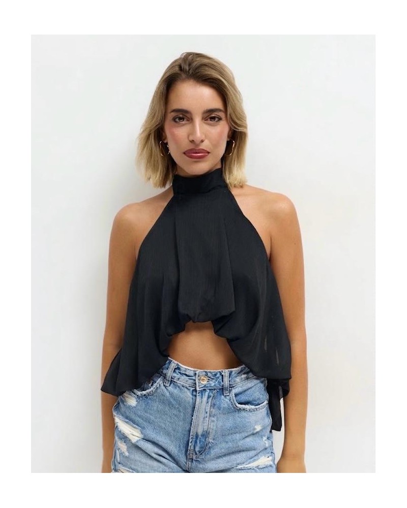 TOP CHIFFON NEGRO