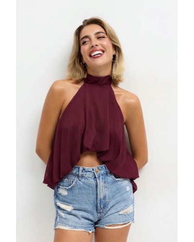 TOP CHIFFON BURDEOS