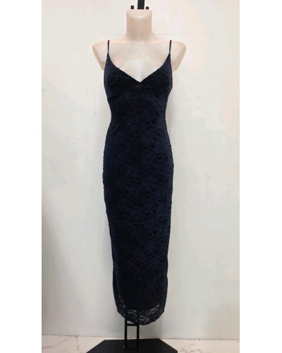 VESTIDO ENCAJE TEXTURIZADO MARINO