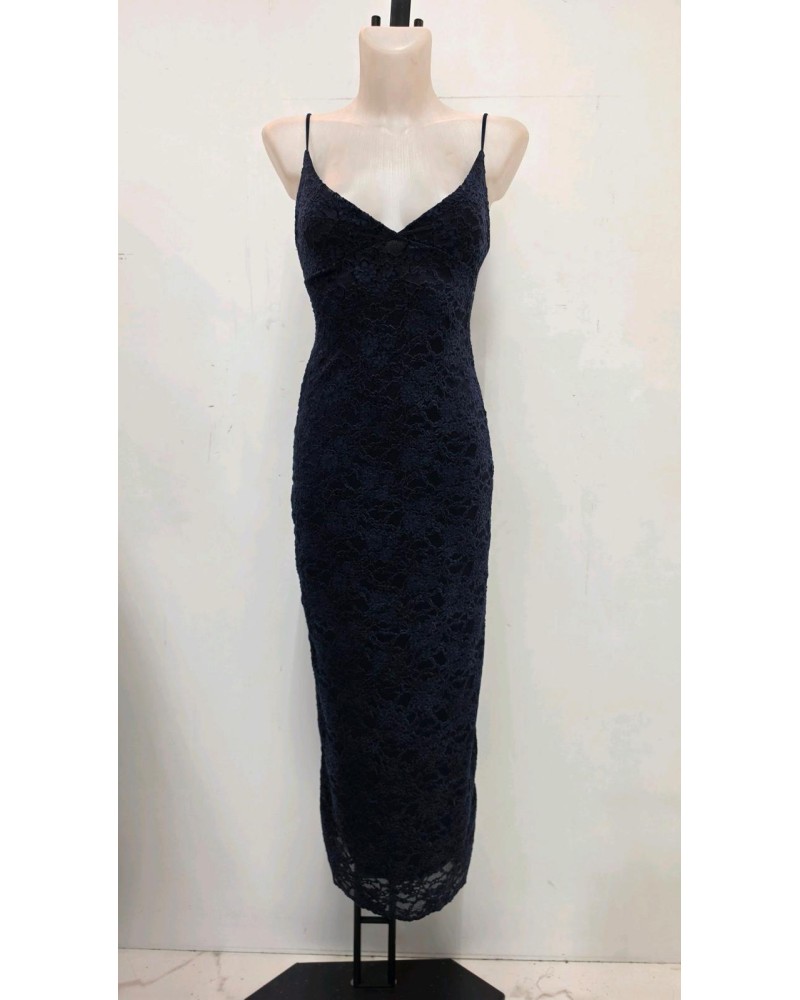 VESTIDO ENCAJE TEXTURIZADO MARINO