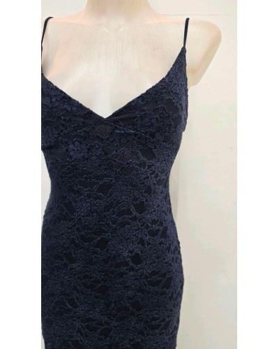 VESTIDO ENCAJE TEXTURIZADO MARINO
