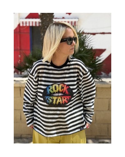 CAMISETA OVER RAYAS LIPS NOC THE BRAND