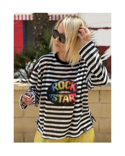 CAMISETA OVER RAYAS LIPS NOC THE BRAND