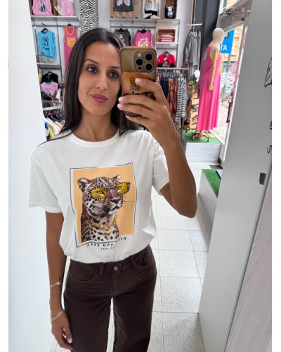 CAMISETA ESTAMPADA TIGRE BEIGE