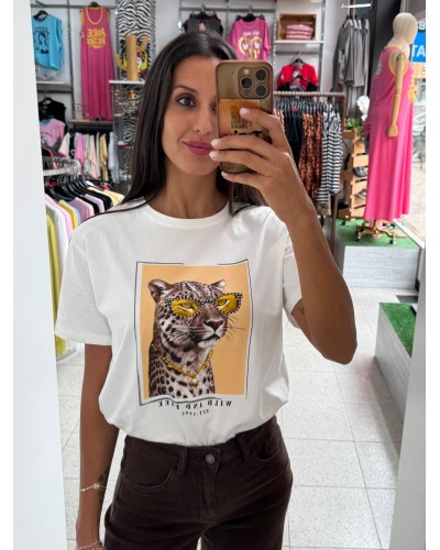 CAMISETA ESTAMPADA TIGRE BEIGE