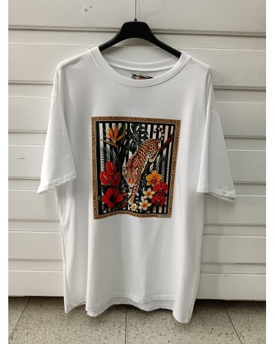 CAMISETA FLORAL TIGRE COLORES