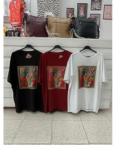 CAMISETA FLORAL TIGRE COLORES