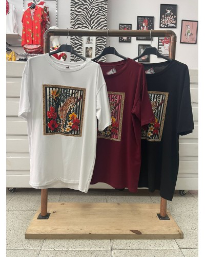 CAMISETA FLORAL TIGRE COLORES