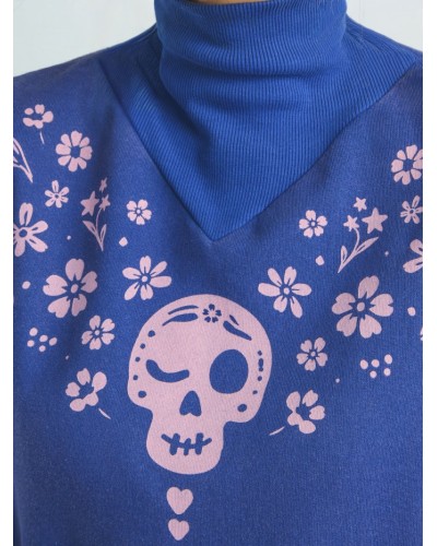 SUDADERA AZUL "CALAVERA" AIRE RETRO