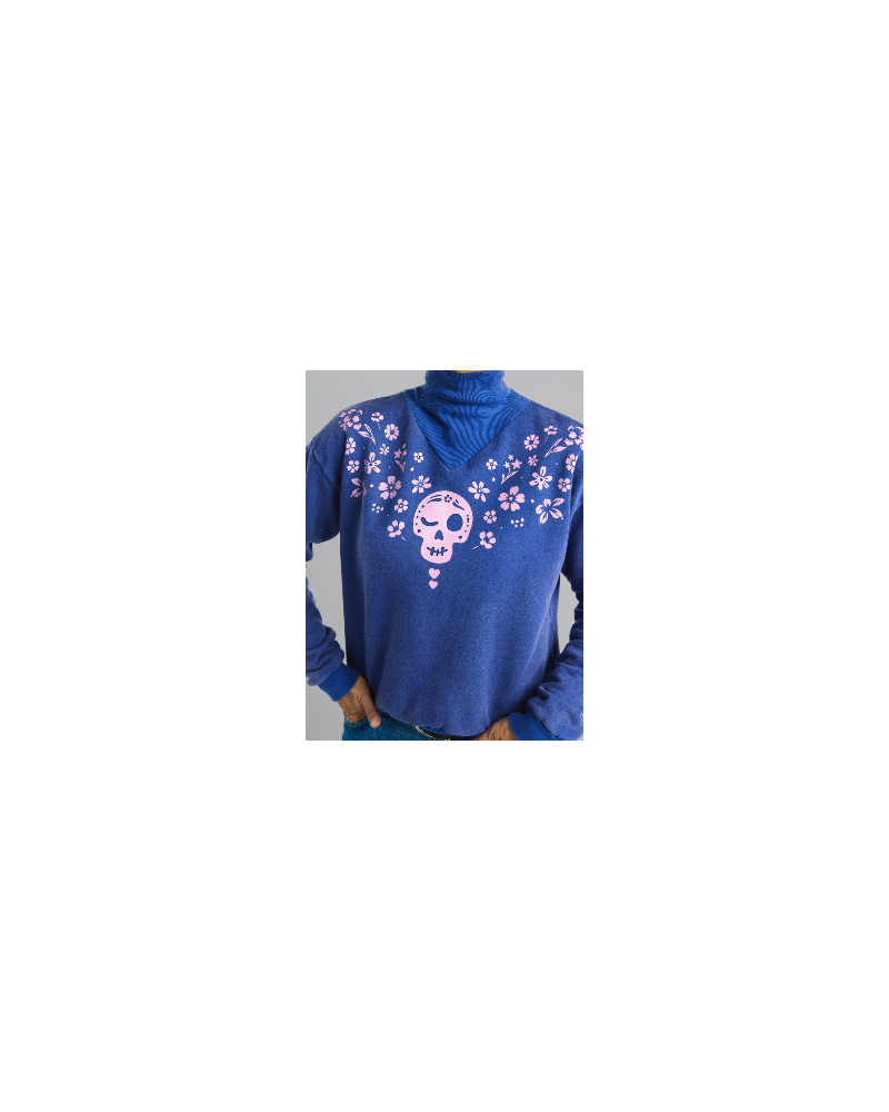 SUDADERA AZUL "CALAVERA" AIRE RETRO