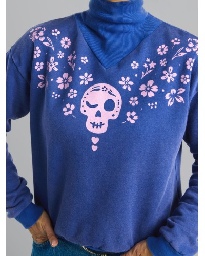 SUDADERA AZUL "CALAVERA" AIRE RETRO