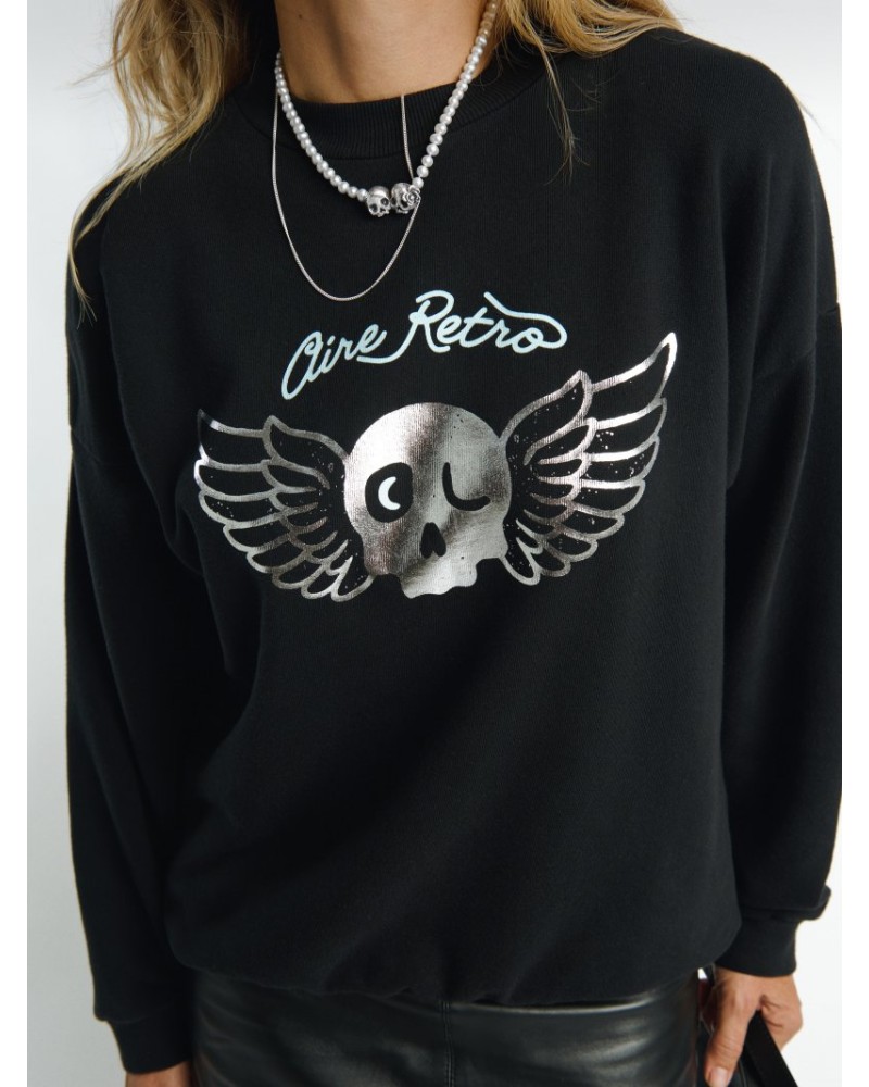 SUDADERA NEGRA "SOÑANDO DESPIERTA" AIRE RETRO