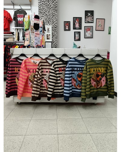 SUDADERA ICONIC PERRETE RAYAS