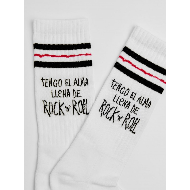 CALCETINES ''ROCK AND ROLL" BLANCO
