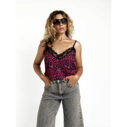 CAMISETA LENCERA FLORES LEOPARDO ROSA AIRE RETRO