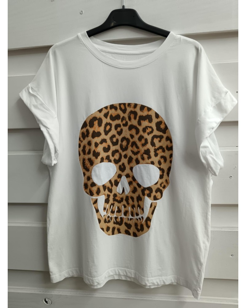 CAMISETA CALAVERA PRINT BLANCA