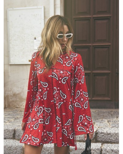 VESTIDO "PAISLEY" ROJO AIRE RETRO