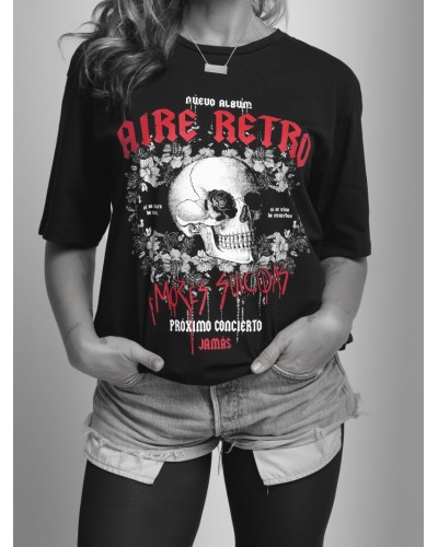 CAMISETA UNISEX "AMORES SUICIDAS" NEGRA AIRE RETRO