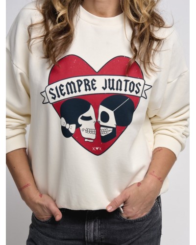 SUDADERA "SIEMPRE JUNTOS" CRUDA AIRE RETRO