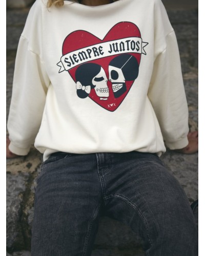 SUDADERA "SIEMPRE JUNTOS" CRUDA AIRE RETRO