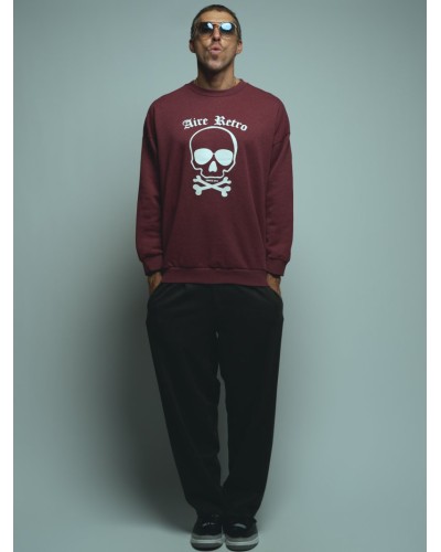 SUDADERA UNISEX "CALAVERA" BURDEOS AIRE RETRO