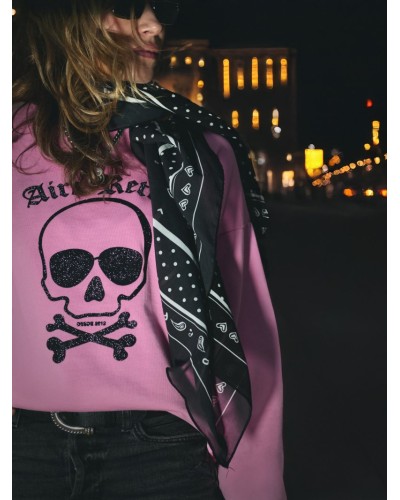 SUDADERA OVERSIZE "CALAVERA" ROSA AIRE RETRO