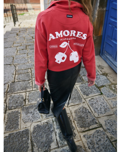 SUDADERA "AMORES PLATÓNICOS" ROJA AIRE RETRO