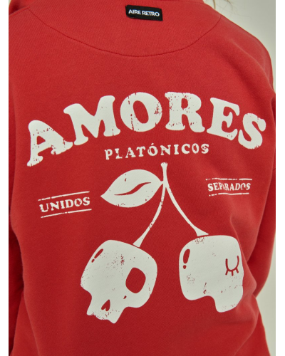 SUDADERA "AMORES PLATÓNICOS" ROJA AIRE RETRO