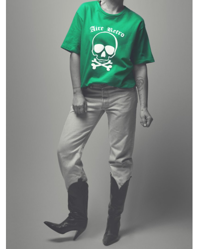 CAMISETA UNISEX "CALAVERA" VERDE AIRE RETRO