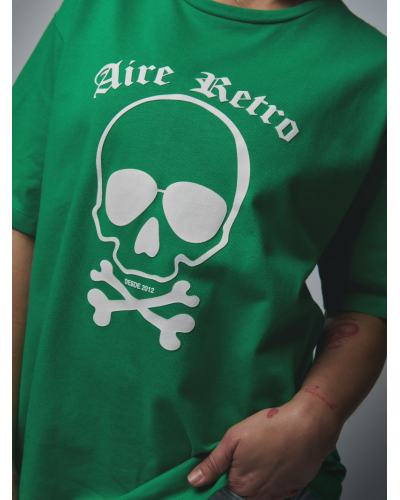 CAMISETA UNISEX "CALAVERA" VERDE AIRE RETRO