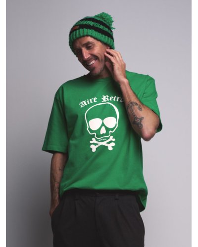 CAMISETA UNISEX "CALAVERA" VERDE AIRE RETRO